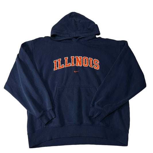 Vintage University of Illinois Center Swoosh Hoodie Nike Mens XL Sweat Shirt
