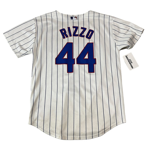 Chicago Cubs Anthony Rizzo Jersey Kids Youth Medium 10-12 White Pinstripe