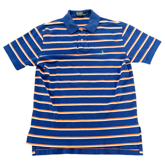 Polo Ralph Lauren Polo Shirt Mens Medium Short Sleeve Stripped Blue Orange SS