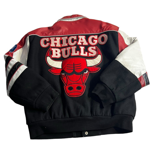 Vintage Chicago Bulls Jeff Hamilton Jacket Mens Large 1996 Wool NBA Button Black