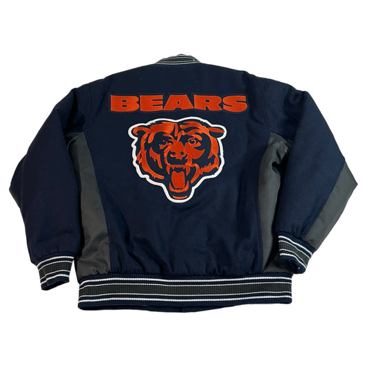 Chicago Bears Jacket Mens Medium Reversible NFL Team Apparel Varsity Blue Wool