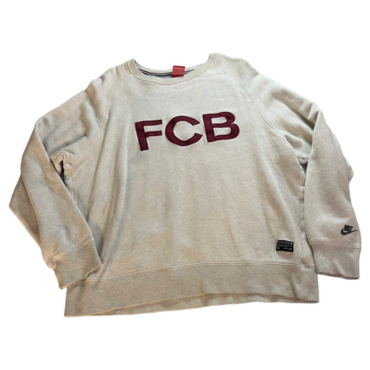 Nike FCB Sweatshirt Mens XL Gray Soccer Barcelona Swoosh Vintage