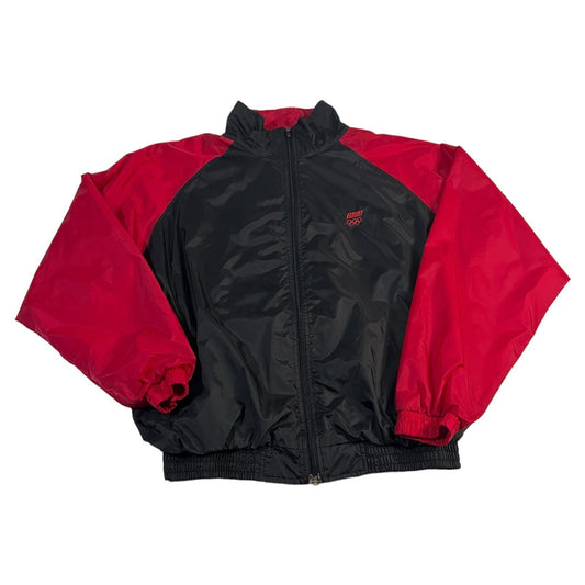 Vintage Olympics Jacket Womans Medium USA JC Penney Black Red Zip Up Coat