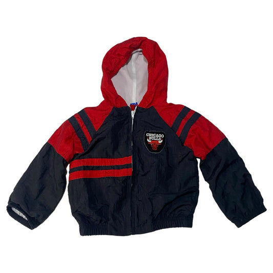 Vintage Chicago Bulls Jacket Windbreaker Hoodie Toddler Kids 2T 90's Zip Up Coat