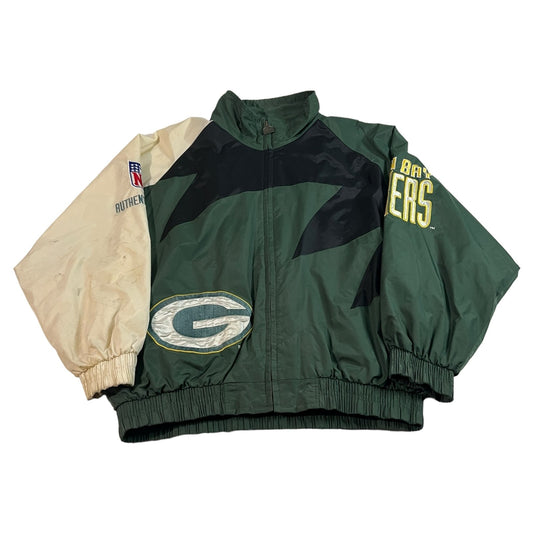 Vintage Green Bay Packers Jacket Mens XL Shark Tooth Windbreaker Logo Athletic
