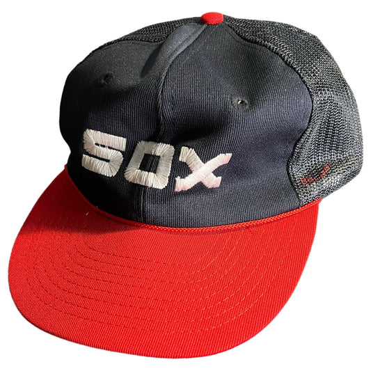 Vintage Chicago White Sox Hat Snapback Trucker Twins Cap MLB Baseball Black Red
